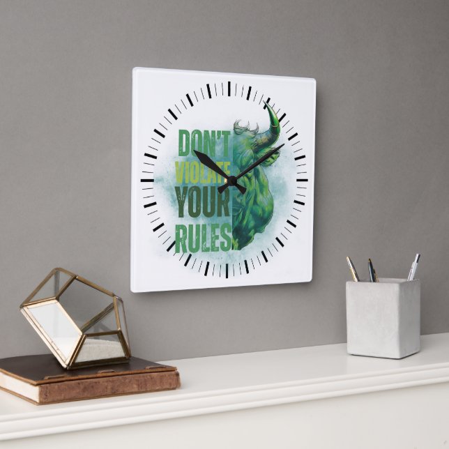 Bull design | Reminder | Motivation Square Wall Clock (Office)