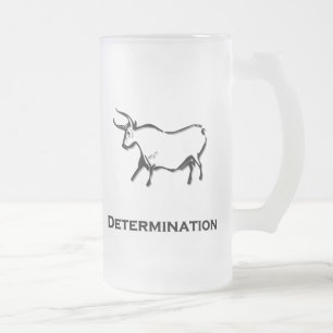 Bull Determination Black Frosted Glass Beer Mug