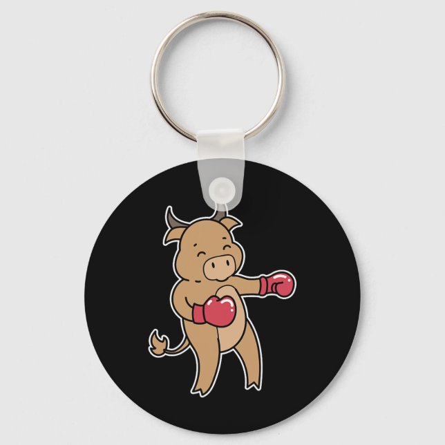 Bull Does Boxing  Key Ring (Front)