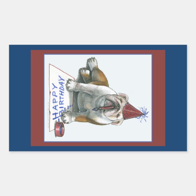 Bull Dog Birthday Stickers (Front)