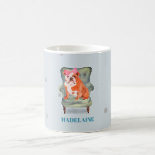 Bull Dog Blue Silver Personal Coffee Mug