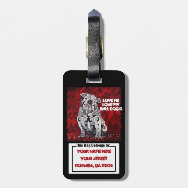 Bull Dog Luggage Tag (Back Vertical)