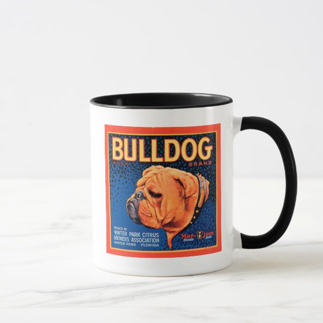 Bull Dog on a Blue Background Mug (Right)