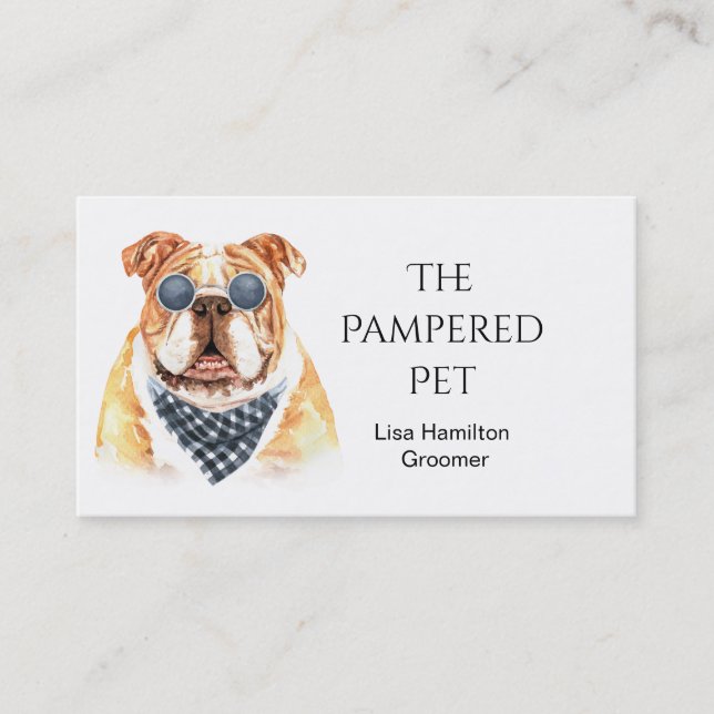 Bull Dog Pet Groomer/Vet/Sitters Business Card (Front)