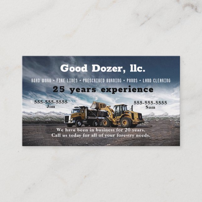 Bull Dozer Business Card (Front)