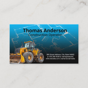 Bull Dozer   Construction Blue Prints Business Card