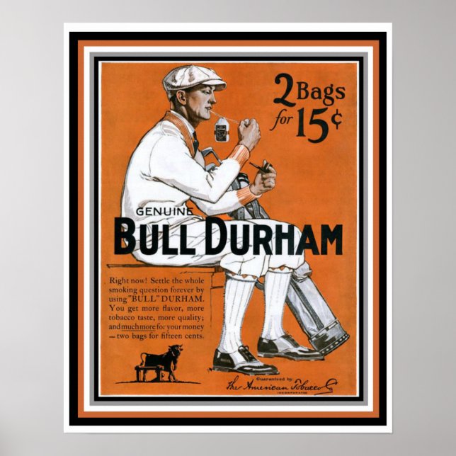 Bull Durham Golfer Vintage Ad Poster (Front)