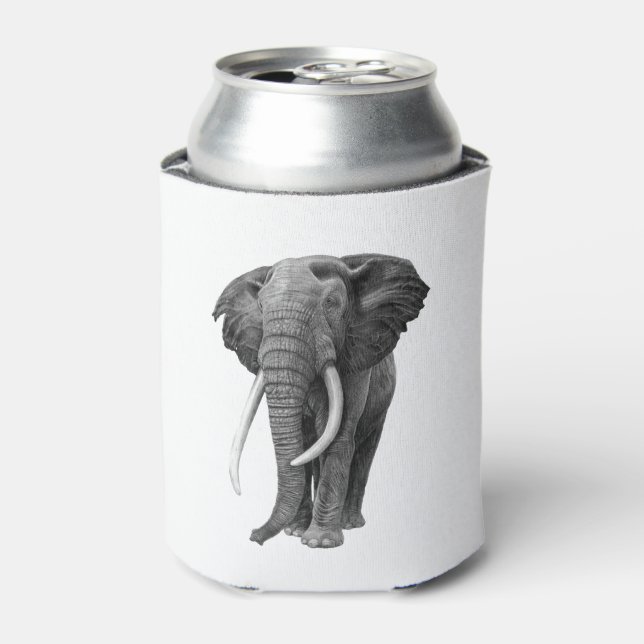 Bull elephant - Drawing in pencil Can Cooler (Can Front)