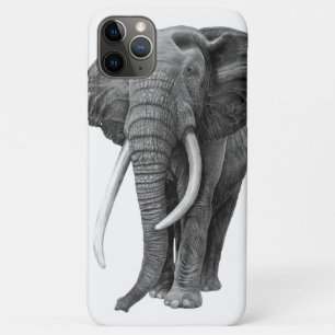 Bull elephant - Drawing in pencil iPhone 11 Pro Max Case