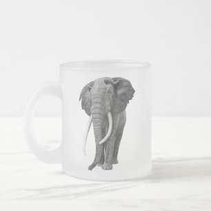 Bull elephant - Drawing in pencil Frosted Glass Coffee Mug
