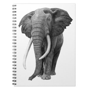 Bull elephant - Drawing in pencil Notebook