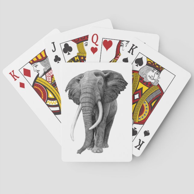 Bull elephant - Drawing in pencil Playing Cards (Back)