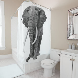 Bull elephant - Drawing in pencil Shower Curtain