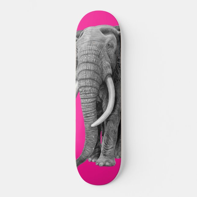 Bull elephant - Drawing in pencil Skateboard (Front)