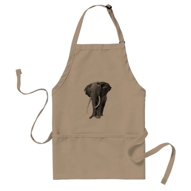 Bull elephant - Drawing in pencil Standard Apron (Front)