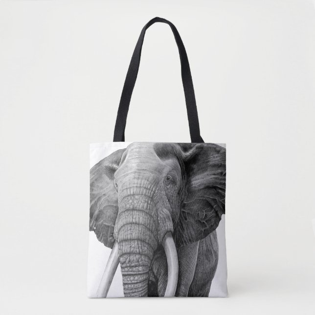 Bull elephant - Drawing in pencil Tote Bag (Front)