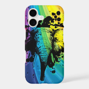 Bull Elephant Over Swirly Rainbow