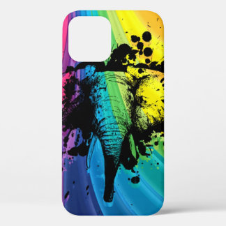 Bull Elephant Over Swirly Rainbow Case-Mate iPhone 12 Case