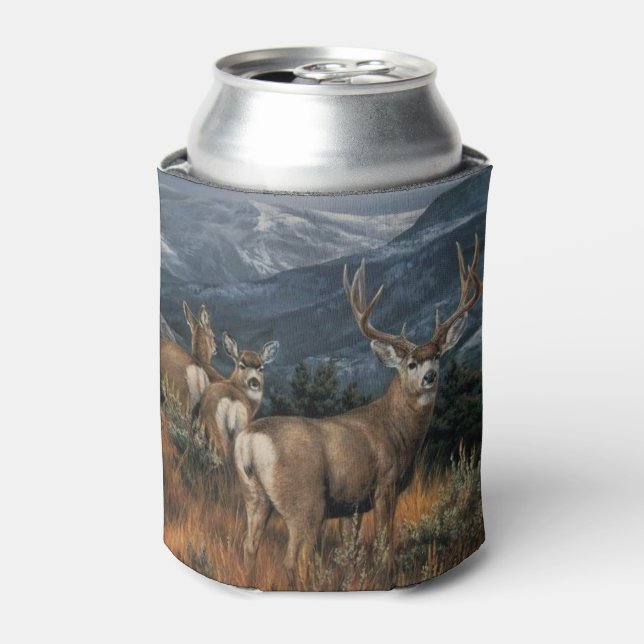 Bull Elk and Herd Can Cooler (Can Front)