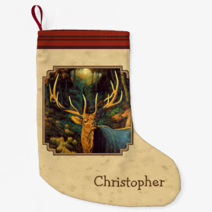 Bull Elk Autumn Yellow Small Christmas Stocking