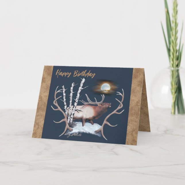 Bull Elk Birthday Card (Front)