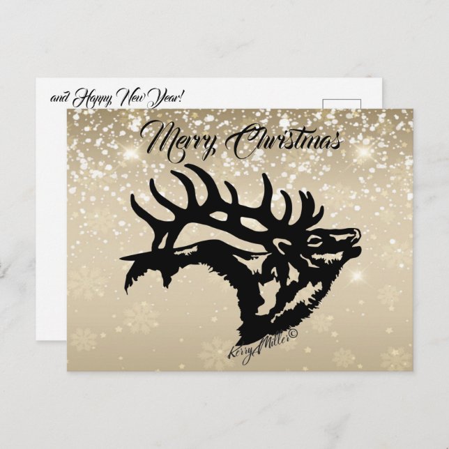 Bull Elk Christmas Postcard (Front/Back)