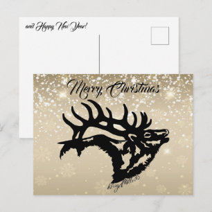 Bull Elk Christmas Postcard