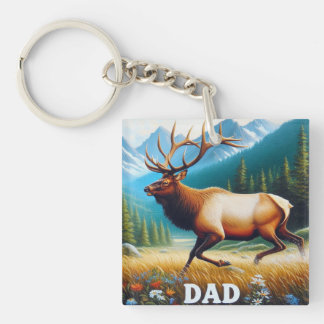 Bull Elk Dad Key Ring