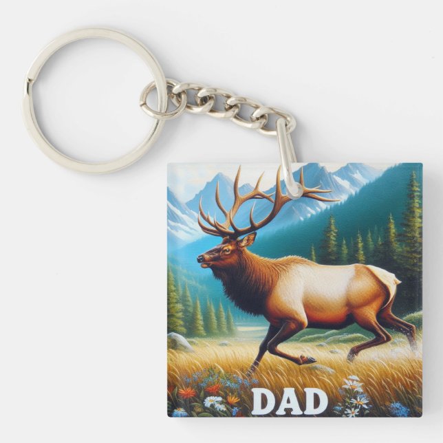 Bull Elk Dad Key Ring (Front)