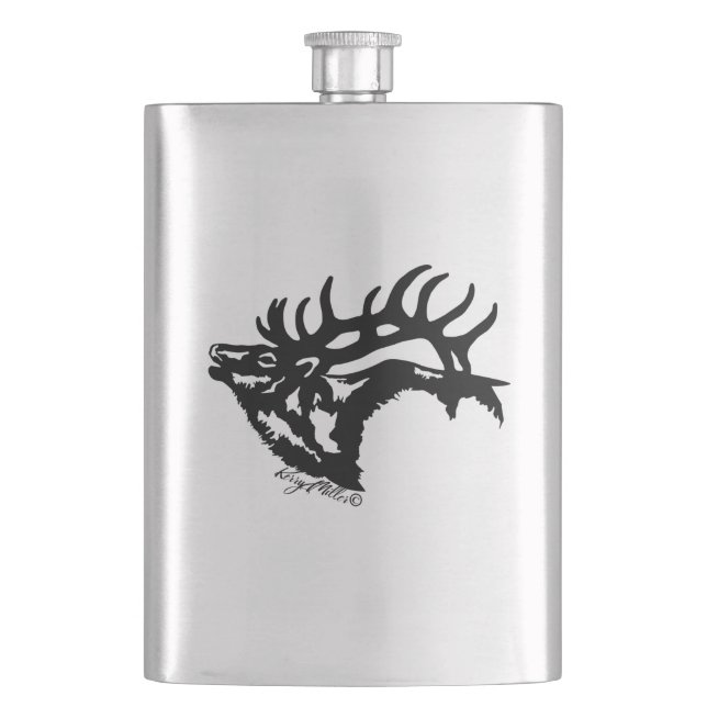 Bull Elk Hip Flask (Front)