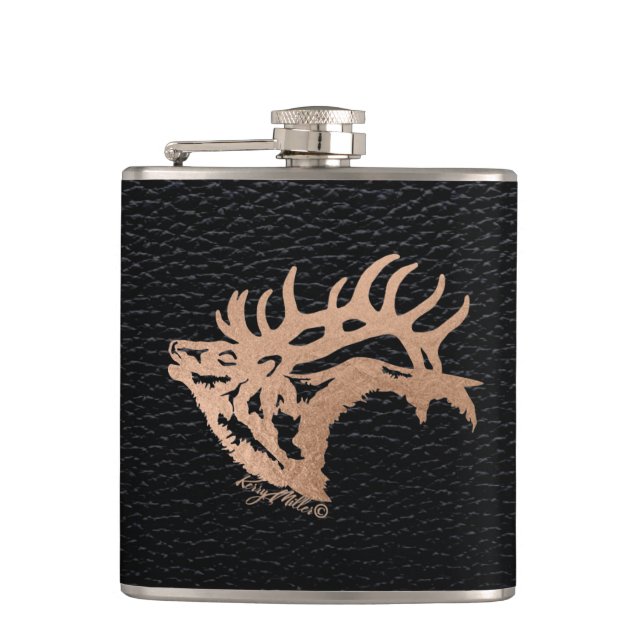 Bull Elk Hip Flask (Front)