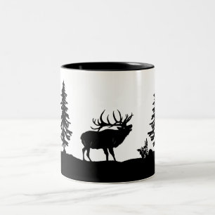 Bull Elk Hunting Two-Tone Coffee Mug