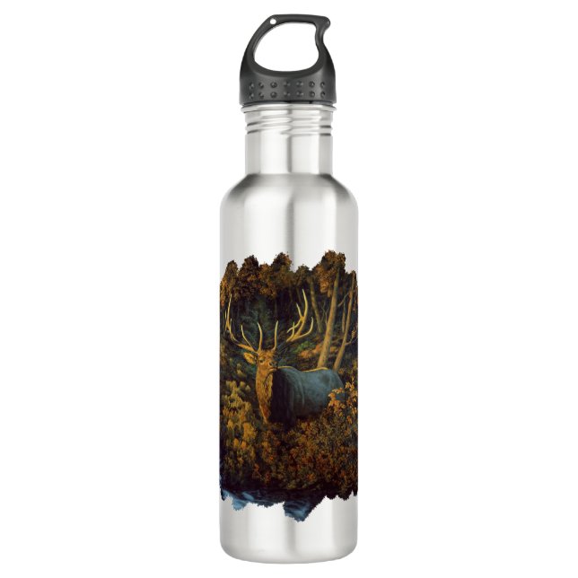 Bull Elk in Autumn Forest 710 Ml Water Bottle (Front)