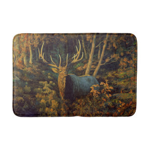 Bull Elk in Autumn Forest Bath Mat