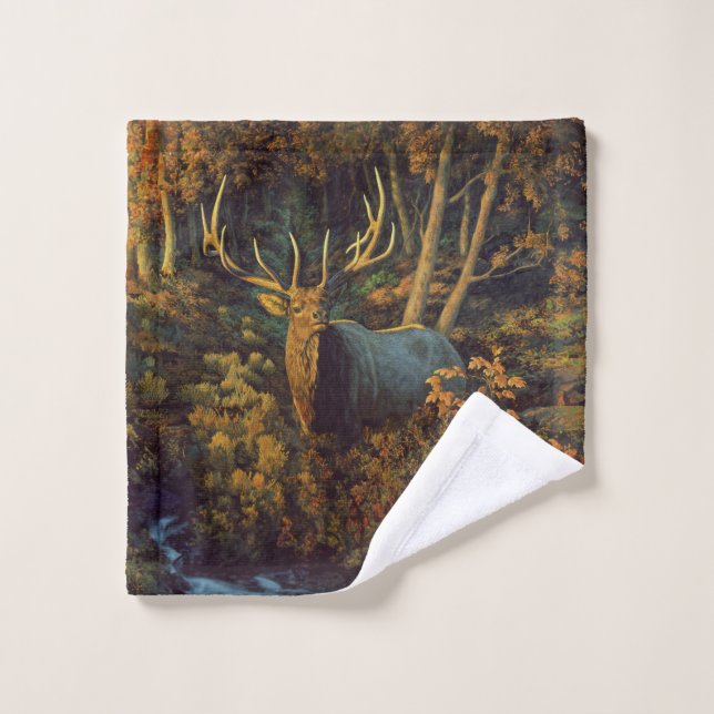 Bull Elk in Autumn Forest Bath Towel Set (Wash Cloth)