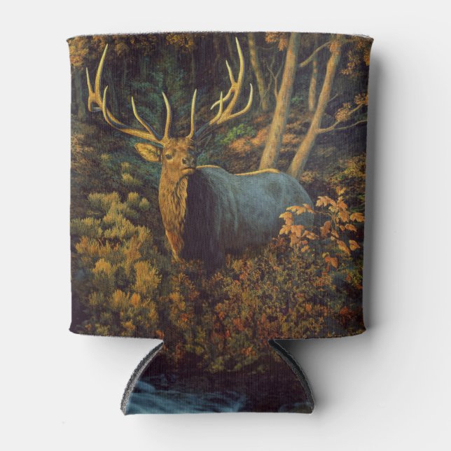 Bull Elk in Autumn Forest Can Cooler (Front)