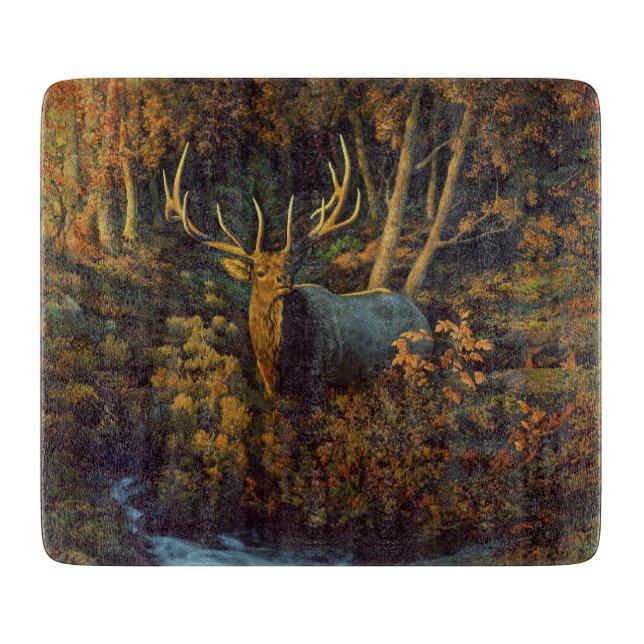 Bull Elk in Autumn Forest Cutting Board (Front)