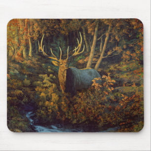 Bull Elk in Autumn Forest Mouse Mat