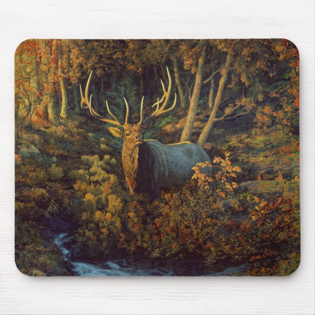 Bull Elk in Autumn Forest Mouse Mat (Front)