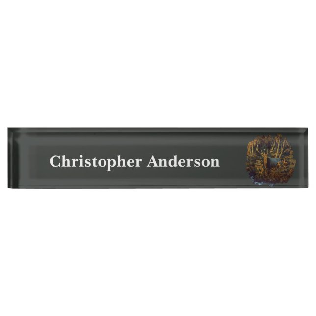 Bull Elk in Autumn Forest Nameplate (Front)