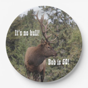Bull Elk In Jasper, Alberta 50th Birthday Paper Plate