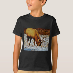 Bull Elk in snow. T-Shirt
