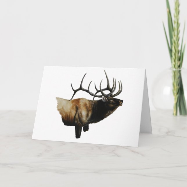Bull Elk Painting on customisable products Holiday Card (Front)