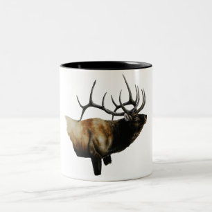 Bull Elk Painting on customisable products Two-Tone Coffee Mug