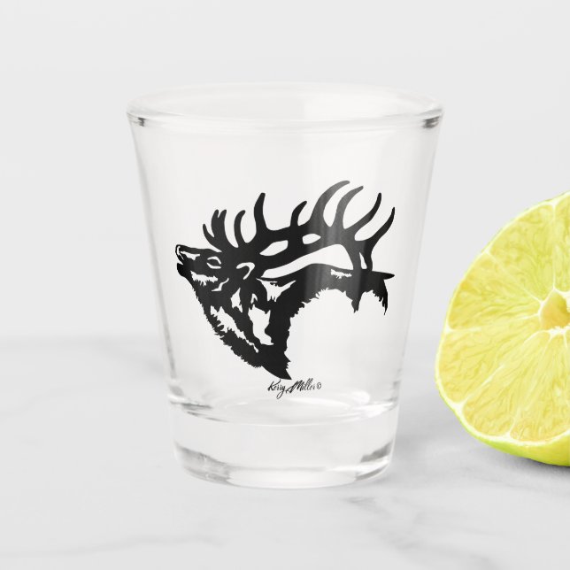 Bull Elk Shot Glass (Front)
