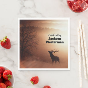 Bull Elk Silhouette Memorial  Napkin