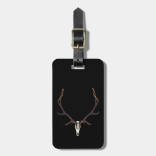 Bull elk skull colour luggage tag