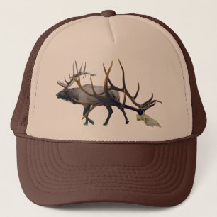 Bull elk skull make your own trucker hat