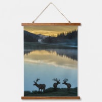 Bull Elks Silhouetted Poudre Lake Sunrise