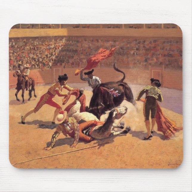 Bull Fight in Mexico (by Frederic Remington) Mouse Mat (Front)